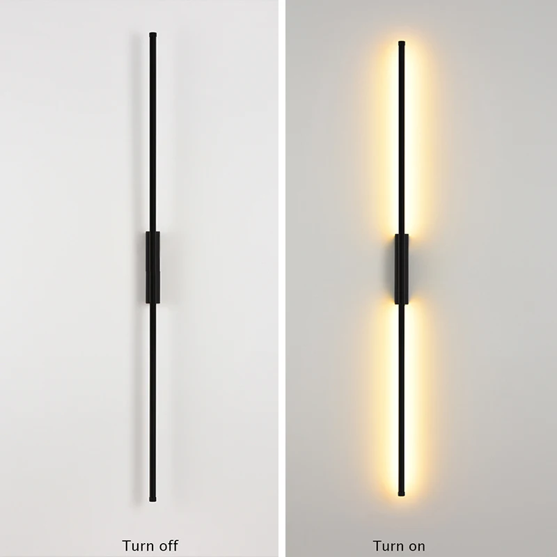 Minimalist Tube Linear Wall Sconces Black Bedside Light Fixtures Mirror Vanity Lamp for Home Indoor Bedroom Living Room Corridor