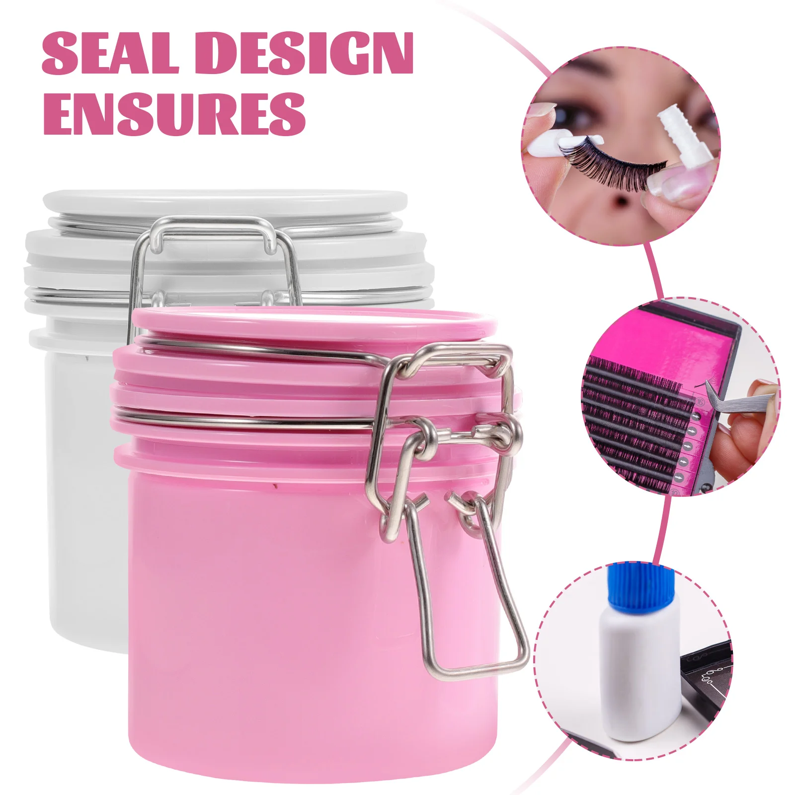 

2pcs Eyelash Storage Container Durable Leakproof Compact Jar For Lash Extensions Glue Holder For Eyelash Extension Glue Storage