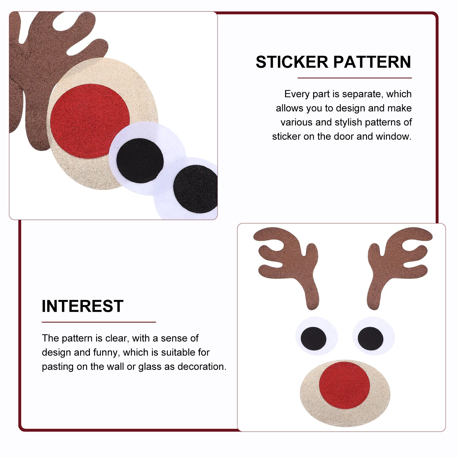 

1 Set Of Christmas Front Door Decals Xmas Party Decoration Window Diy Deer Head Decorative Felt Stickers For Home