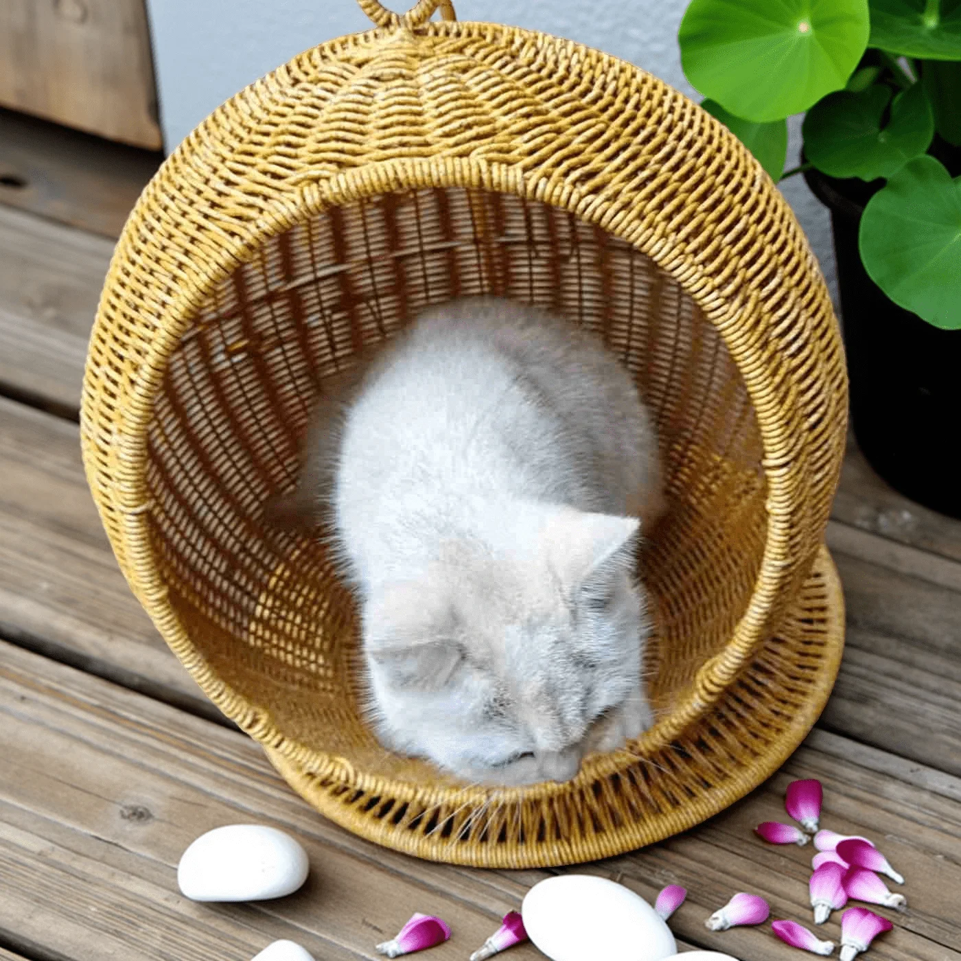 Hand woven hanging cat nest/pet nest/cat bed/pet hammock/breathable and non stuffy/storage basket/home decoration view 6
