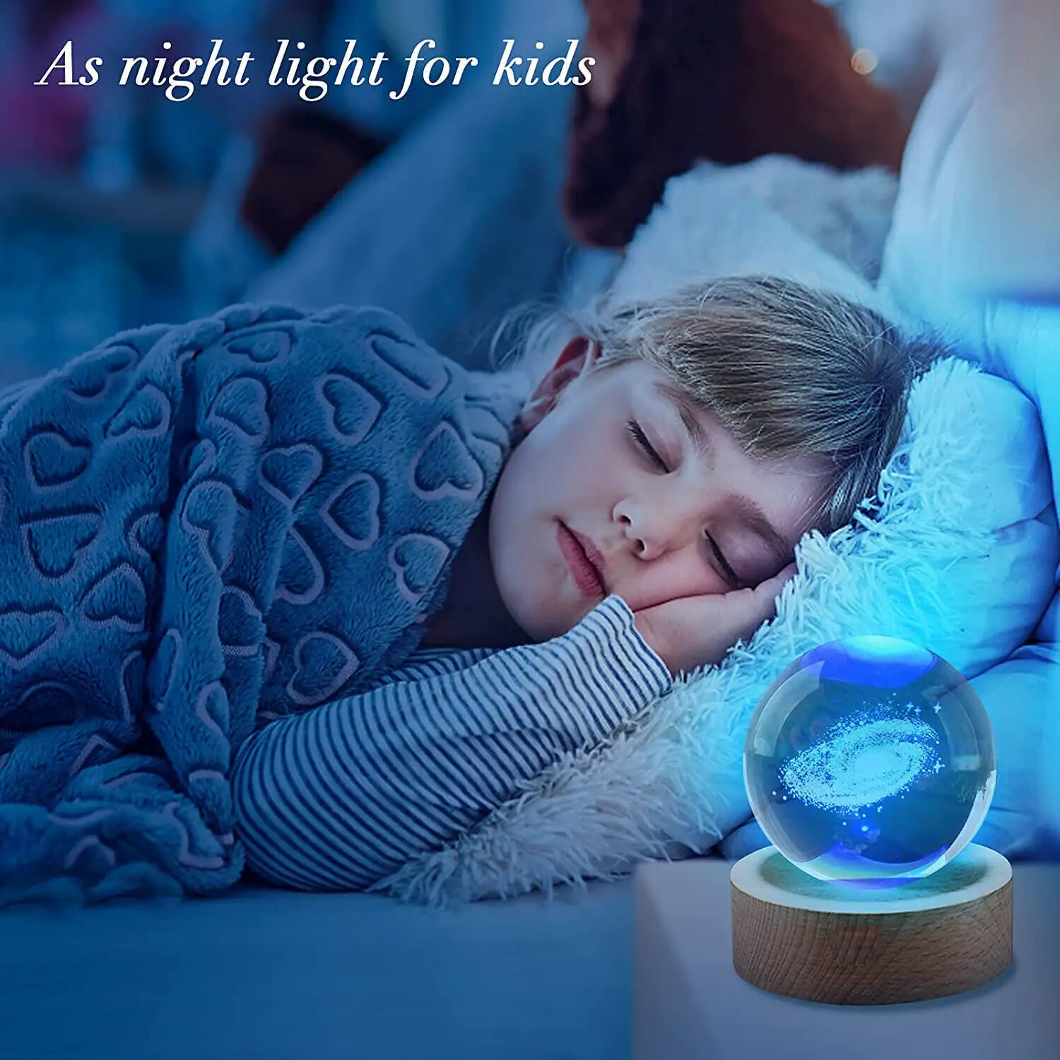 USB Power Glowing Planetary Galaxy Astronaut Crystal Ball Night Lights Warm Bedside Light Christmas Kid Gift Night Lamp