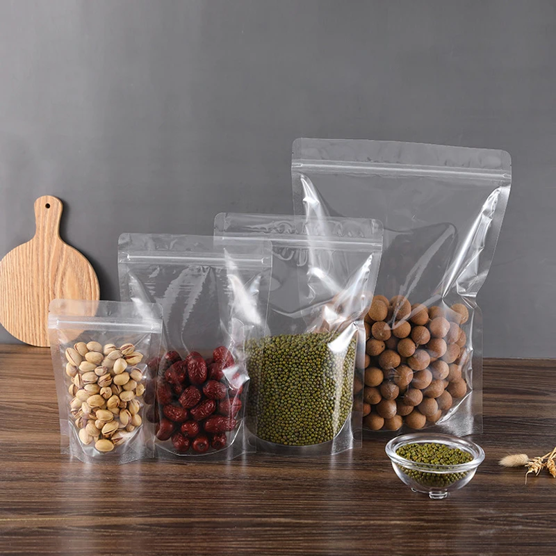 TETP 50Pcs Transparent Nut Packaging Ziplock Bags Home Party Tea Snack Cookies Candy Storage Decoration Favors Reclosable