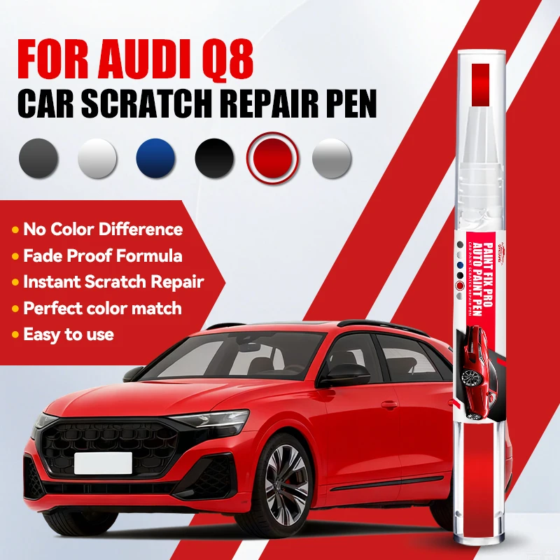 Bolígrafo de pintura para retoques – Restaura la pintura del coche y elimina los arañazos. Azul Ascari, Rojo Chili, Blanco Glaciar, Blanco Carrara, Dorado para Audi Q8