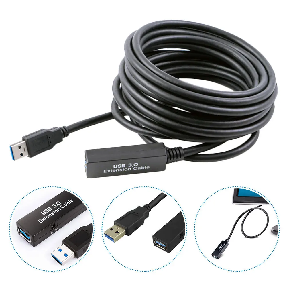 

Usb3.0 Extended Cable 5m Enhanced Relay Amplifier USB Data Transmission Computer Mouse Keyboard Long Home Office USB Cable
