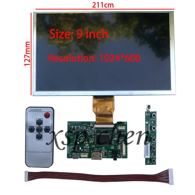 

9 inch 1024*600 Display TFT LCD Display Driver Board VGA HDMI 2AV Orange Pie PC Banana Pi M3/Pro LCD