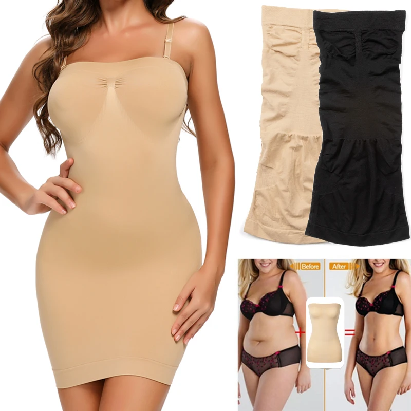 

Strapless Dress Slips for Women Shapewear Camisole Body Shaper Tummy Control Slip Seamless Full Cami Waist Trainer Shapewear