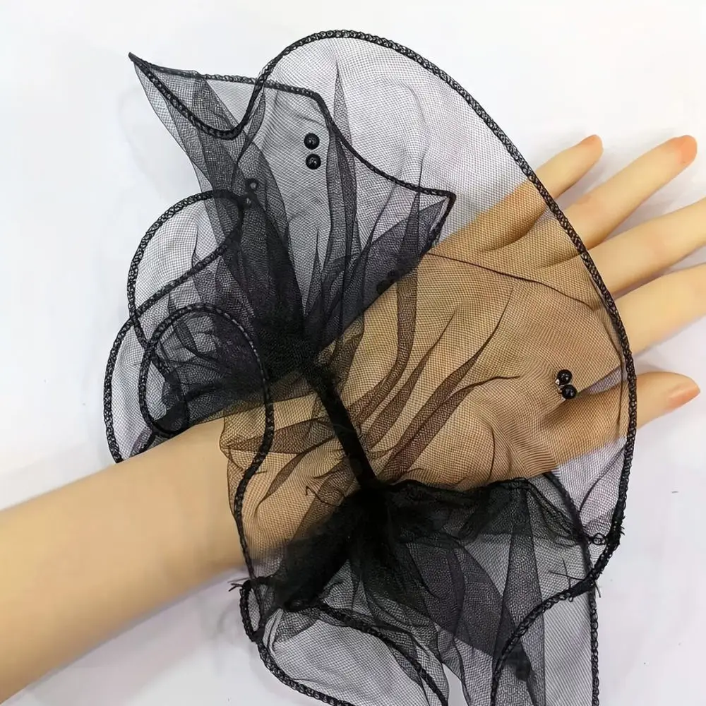 Fashion Bridal Sleeves Pearl Embellished Mesh Arm Covers Wedding Dress Accessories Elegant Sheer Gloves For Women