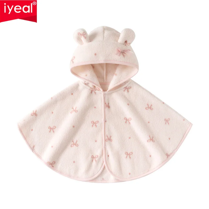 

IYEAL детский плащ с милым бантом, детский ветрозащитный плащ, бархатное пальто для девочек, зимний ветрозащитный плащ для маленьких девочек