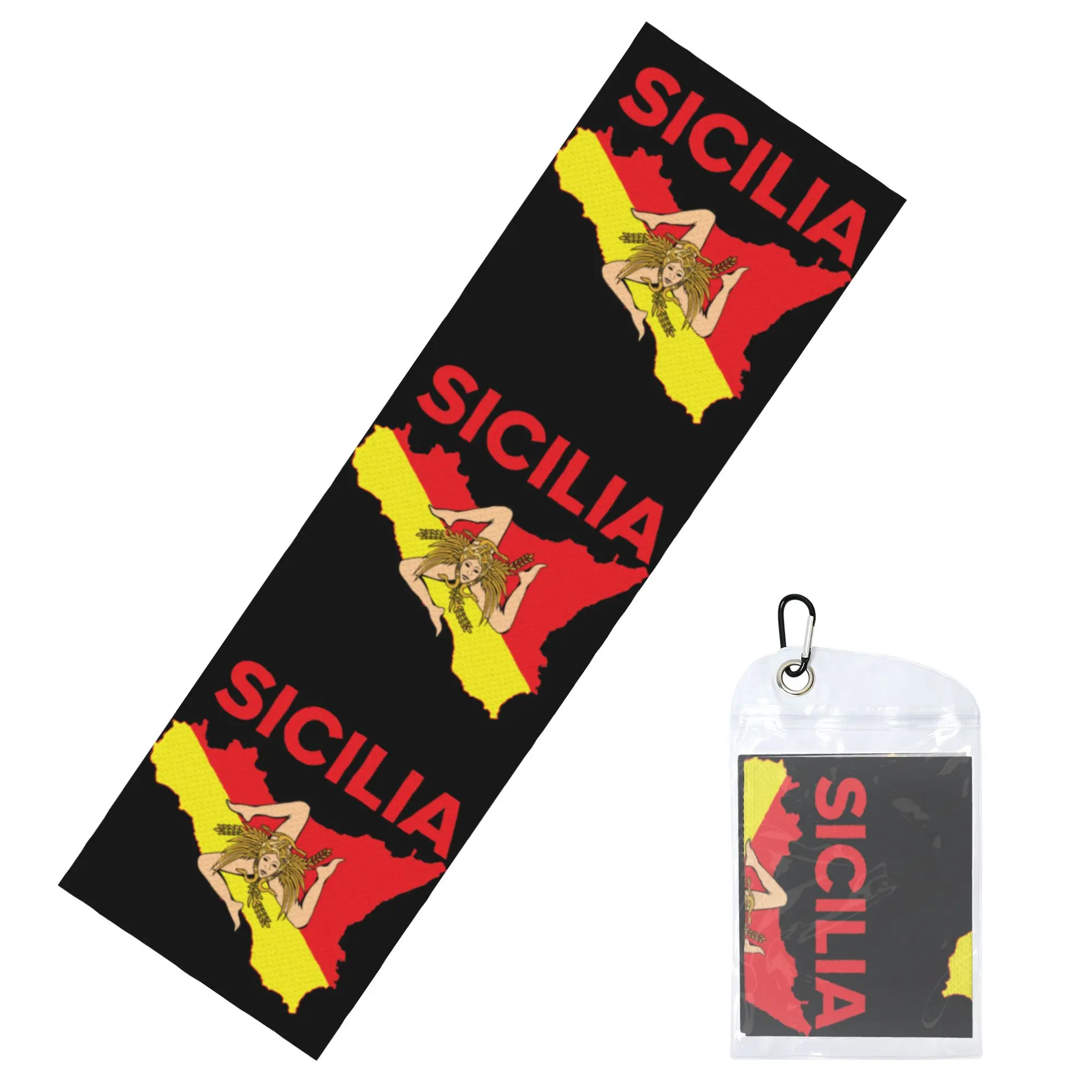 Map of Sicily Trinacria Cold Exercise Towel Face Towel Quick Dry Sicilian Pride Bath Breathable Cold Towel