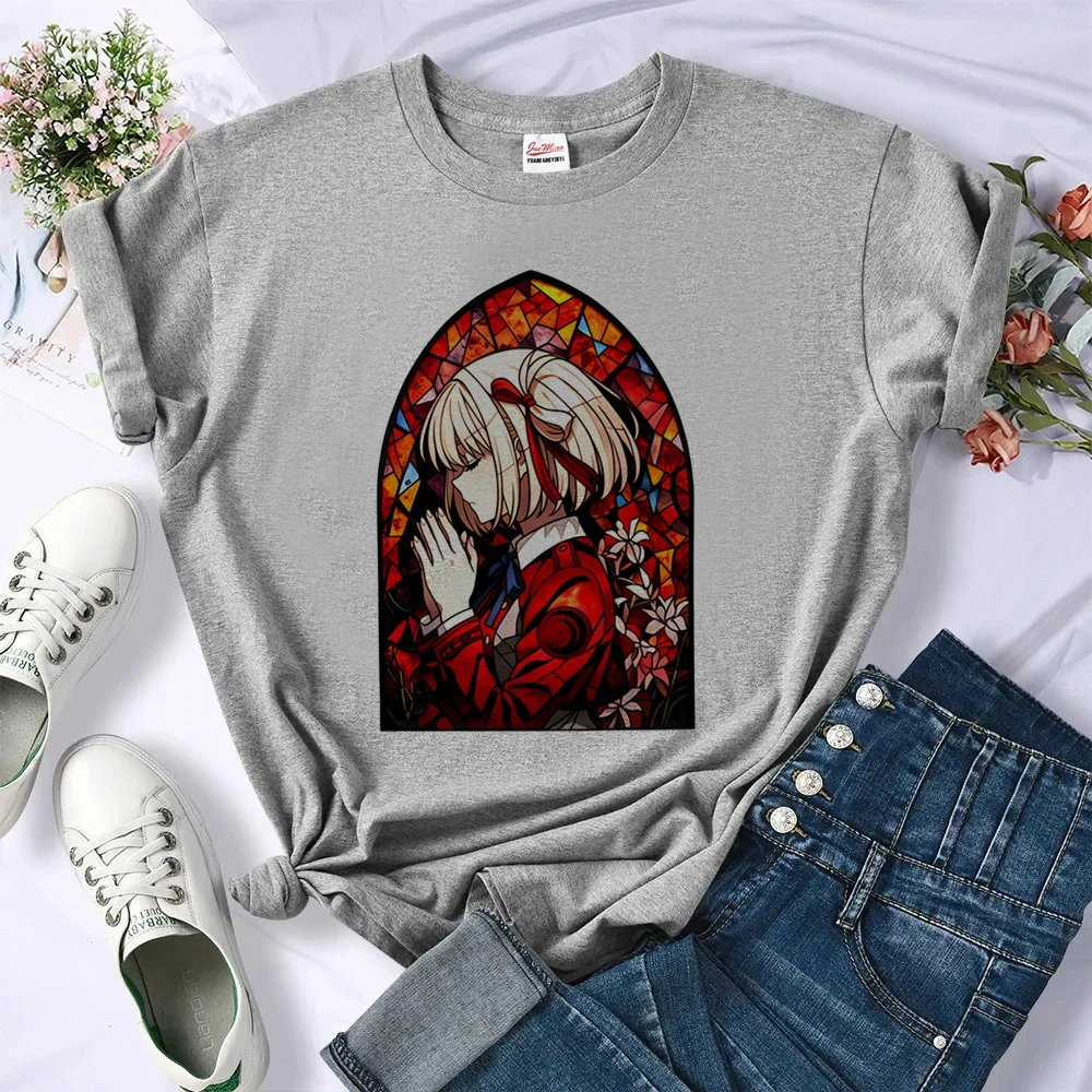 Lycoris Recoil top tees girl japanese baddie alternative  kawaii meme tshirt Psychedelic scene  grunge japan harajuku