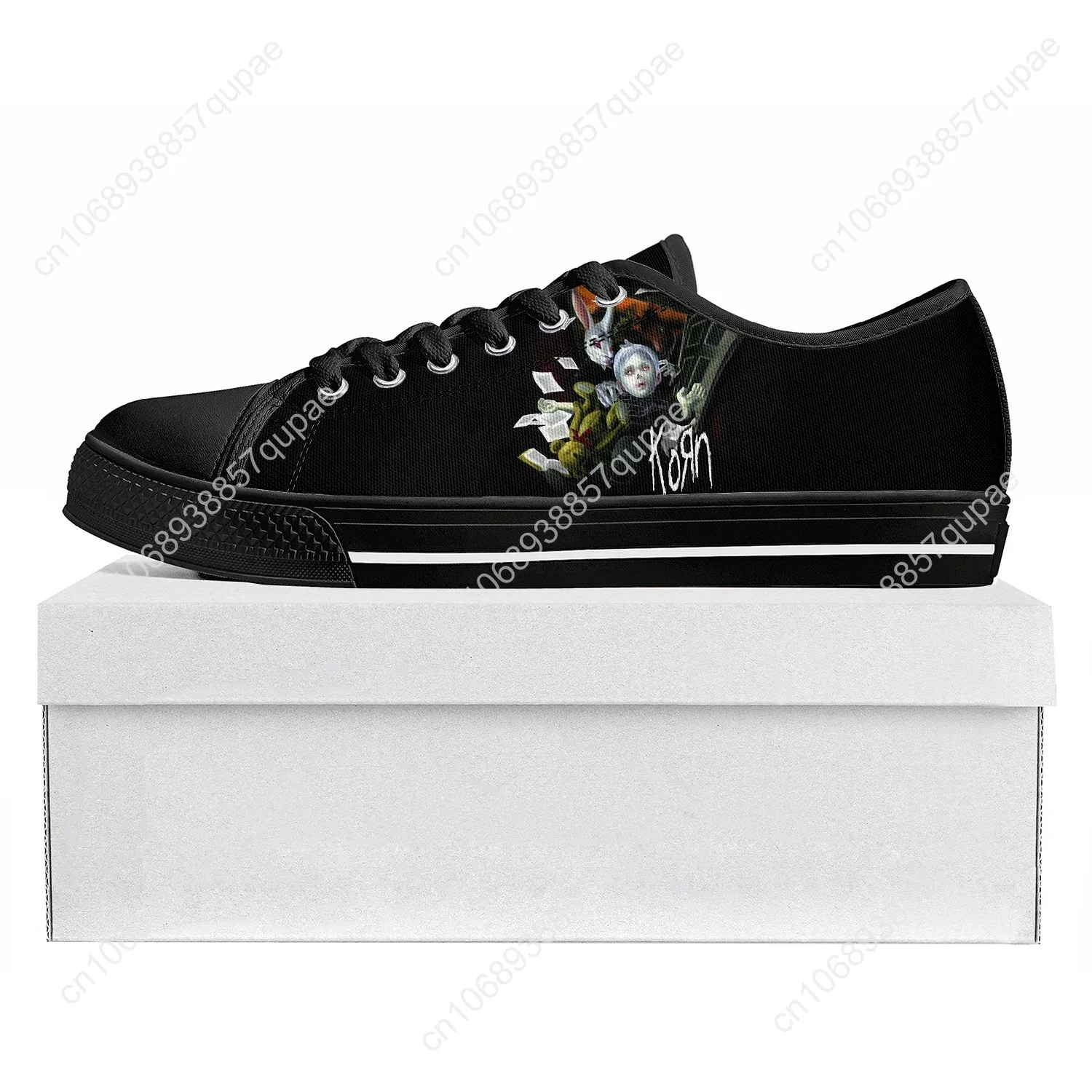 Korn Rock Band Low Top High Quality Sneakers Mens Womens Teenager Canvas Sneaker 3D Print Casual Couple Shoe Custom Shoe Black