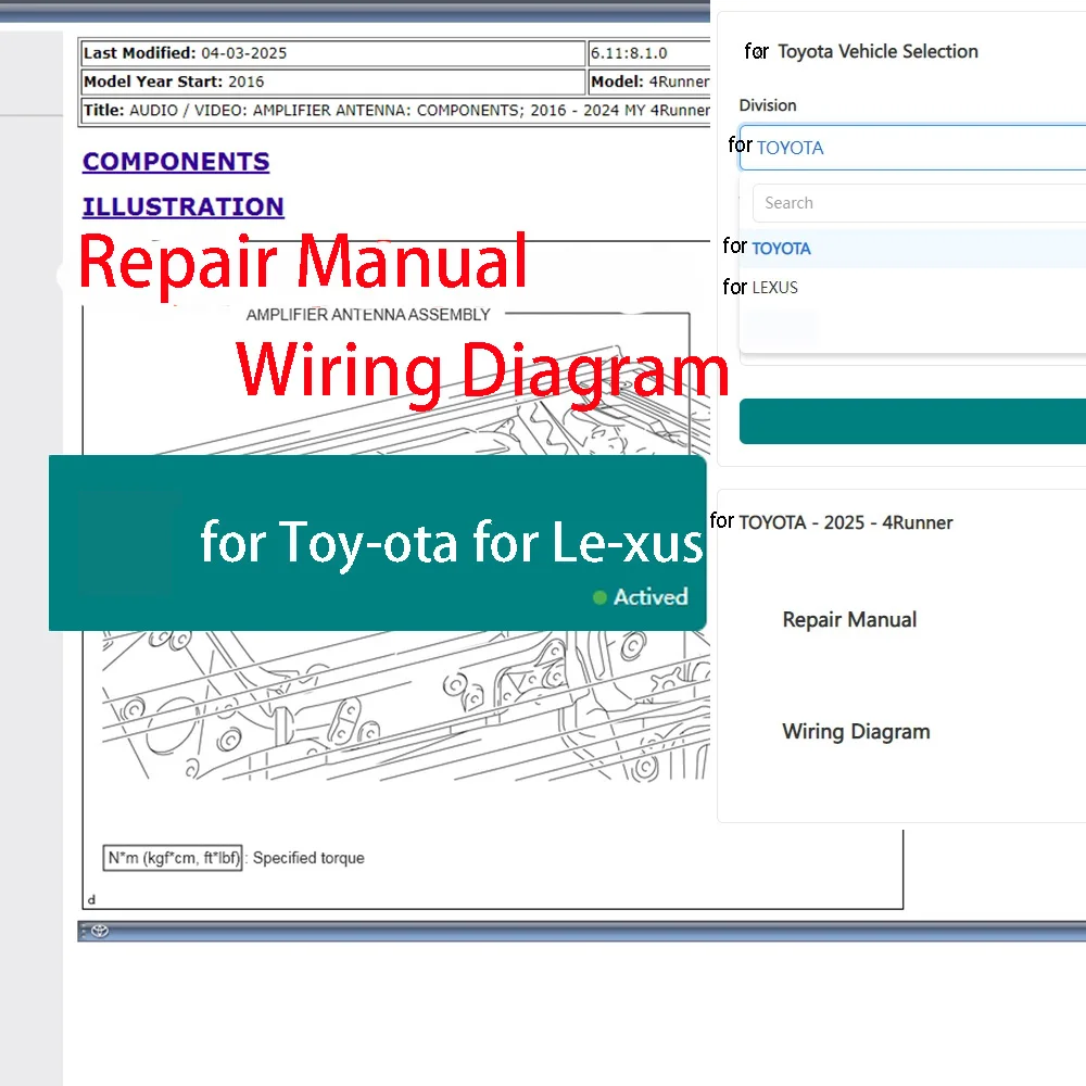 

Repair Manual Wiring Diagram for Toyota for Lexus Car Repair Software Support Print and Download Wiring Diagram Support MP/PC