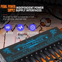 Amuzik-fuente de alimentación de Pedal efector de guitarra, 10 salidas CC aisladas, 9V, 12V, 18V, Pedalera de efecto fuente, puerto USB para teléfono móvil