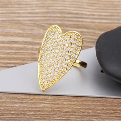 Nidin New Arrival Heart Shape Shiny Cubic Zirconia Gold Plated Ring Women's French Romantic Wedding Ring Jewelry Exquisite Gifts