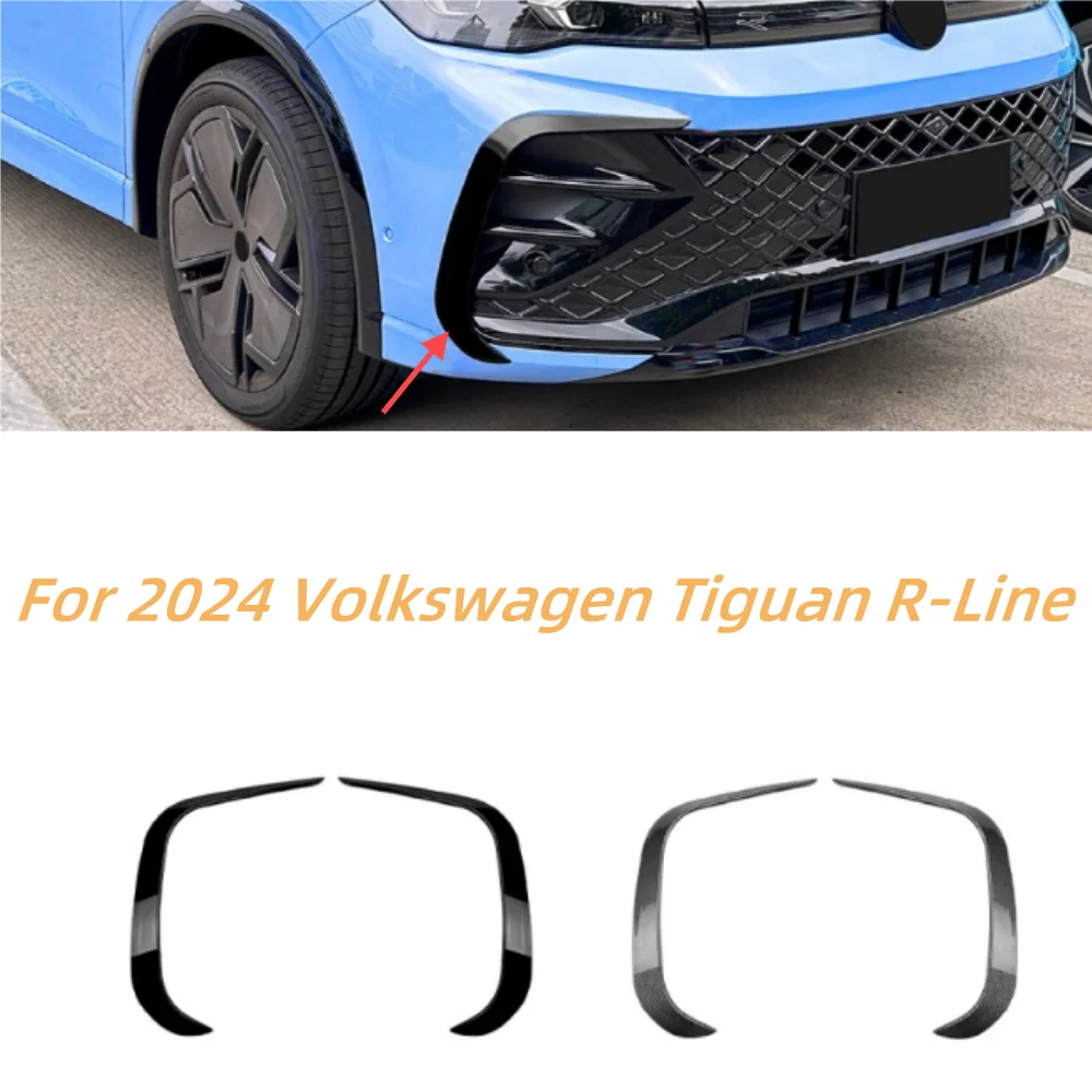 

2PCS For2024 Volkswagen Tiguan MK3 R-Line front bumper fog light frame side ABS decorative spoiler splitter