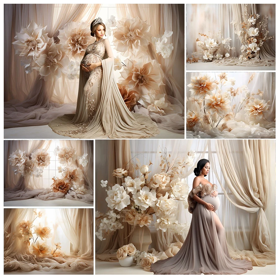 

Photography Background Vintage Room Window Curtain Flowers Adult Birthday Pregnant Portrait Decor Backdrop Photo Studio