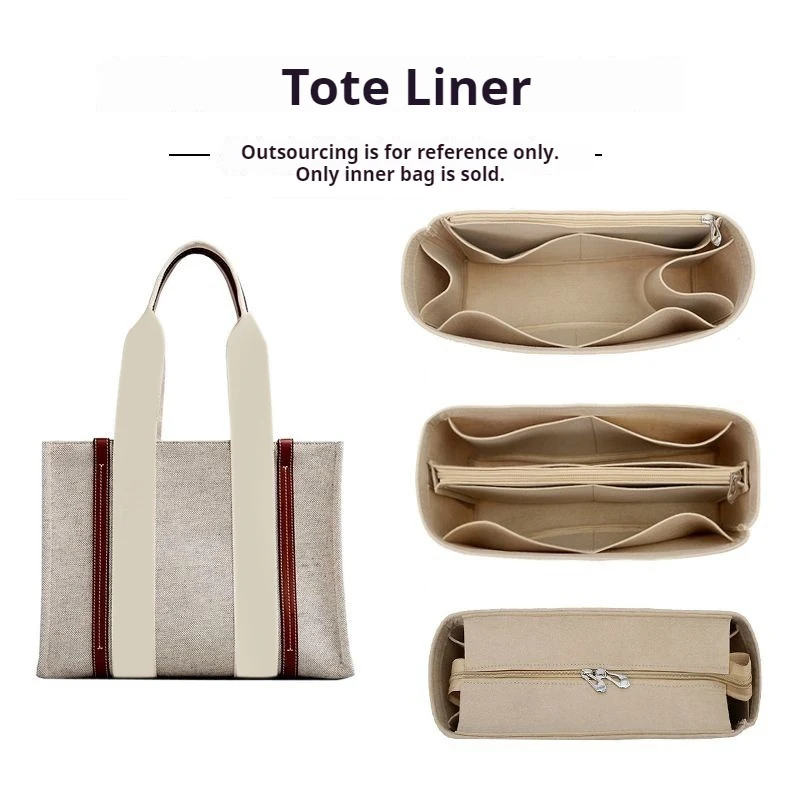 

Purse Liner Organizer Insert Felt Makeup Bag Storage with Ipad Pouch Womens Luxury Handbag Tote Shaper For Chloe Woody Tote
