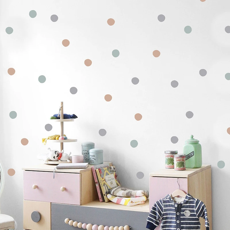 1 Piece Polka Dot Self-Adhesive Sticker Morandi Color Wall Background Beautifying Stickers For Bedroom Living Room Decoration