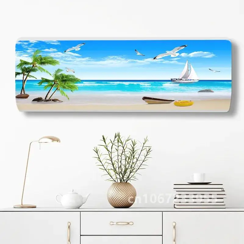 Fashion Printed Air Conditioner Cover Fabric Protective Case Dustproof Hanging Air Conditioning Full Body Package Home Decor