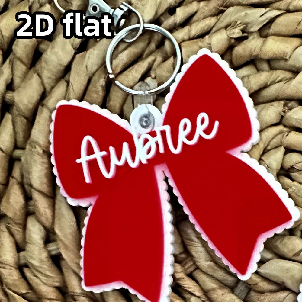 سلسلة مفاتيح على شكل فيونكة أكريليك واحدة، علامة اسم القوس الصدفية المخصصة، لوحة اسم مخصصة، سحر حقيبة القوس الجميل - قطعة واحدة