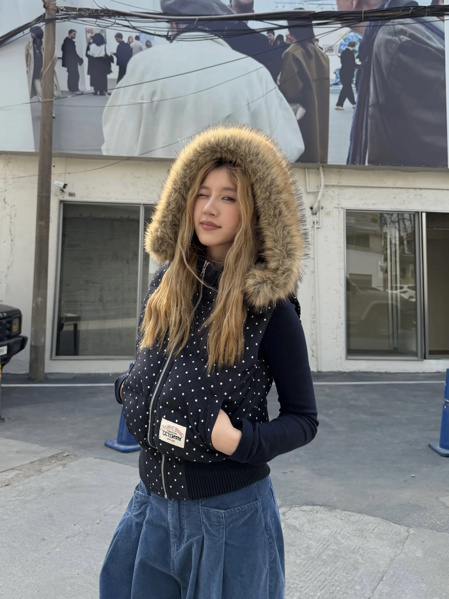 

Съемный жилет с капюшоном в горошек, хлопковый, для мужчин и женщин, зимний, модный, повседневный, многослойный, верхняя одежда