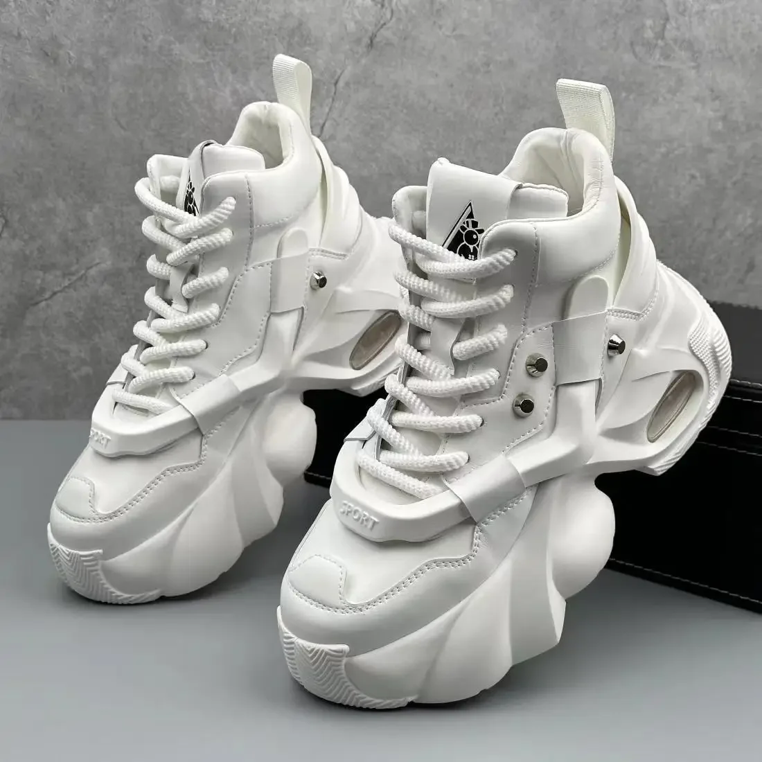 منصة أحذية للرجال الارتفاع زيادة تنفس عالية أعلى حذاء رياضة أحذية رجالية فاخرة أحذية رياضية كاجوال مريحة #4