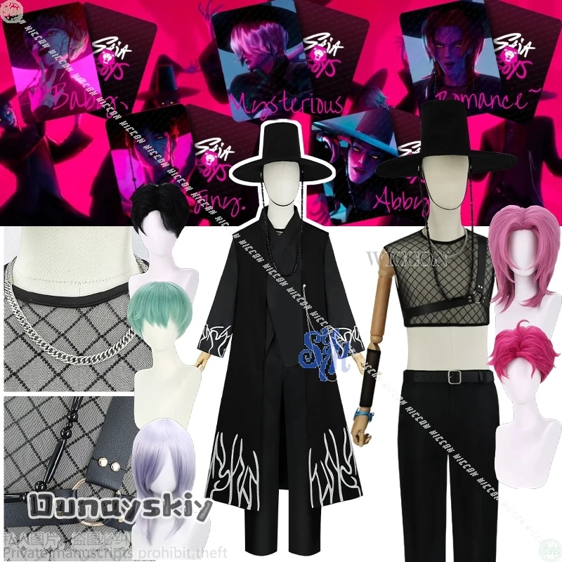 

Anime Movie Kpop Demon Full Set High Quality YOUR IDOL Costume Saja Boys Cosplay Black Goth Vampire Korea Suit HalloweenDisguise