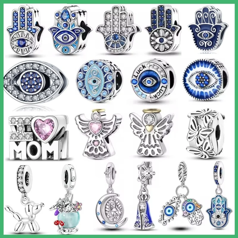Original 925 sterling silver devil eye Faram palm angel baby women's fashionable charm bead, suitable for DIY bracelet