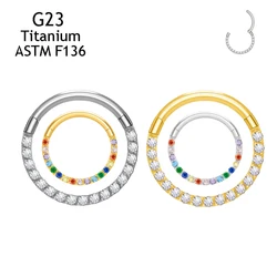 G23 Titanium 16G/18G Earrings Set 5A+ Zircon Stones Sexy Nose Ring Piercing Septum Hoops Ear Tragus Helix Body Fine Jewelry
