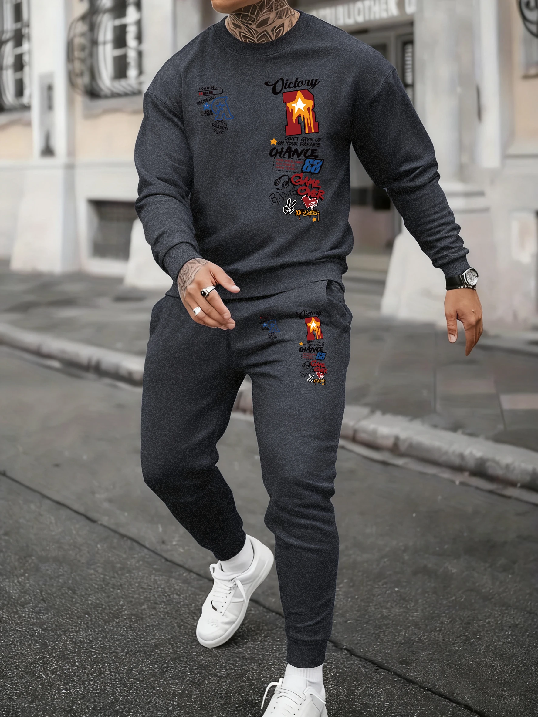 Sport Brief Jersey Muster Mann Sport Weiche Sportswears Hosen Anzug Herbst Winter Sweatshirt Fleece Elastische Taille Sportpants