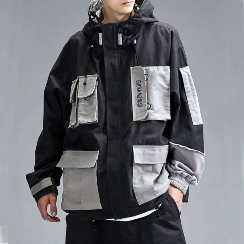 

Harajuku Hooded Men's Jacket with Multiple Pockets Outdoor Jacket with Thickened Insulation Casual Versatile Top Autumn Winter