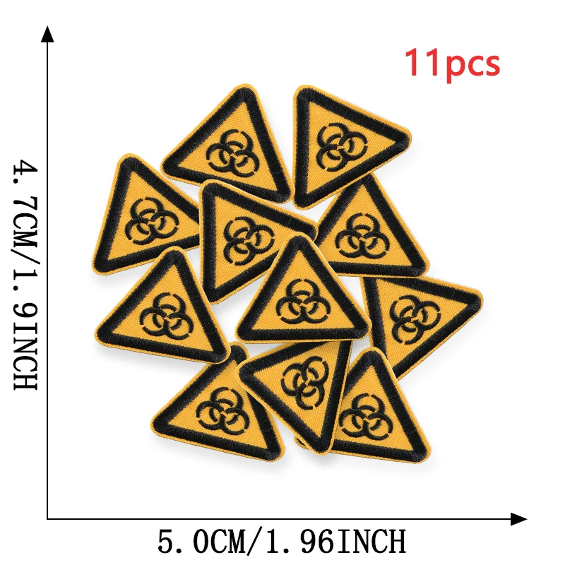 11 stücke Zeichen Verkehrs Dreieckige Outdoor Eisen Auf Patches Für Kleidung Gestickte Jacke Stoff Nähen Lot Pack Diy Coser Mochila – Detail 10