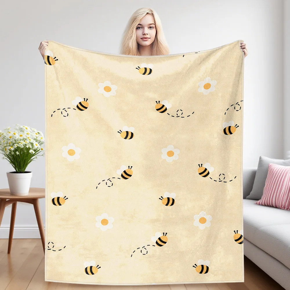 Bee Bloom Nap Blanket,Flannel Blanket,Suitable For Sofas,Beds,Cars,Rooms,Offices,Camping,Exquisite Gift Blankets