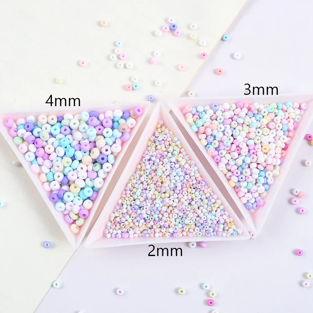 Contas de semente de vidro de cor fosca 2/3/4mm, contas espaçadoras redondas uniformes para artesanato diy, pulseira, brinco, fabricação de jóias artesanais