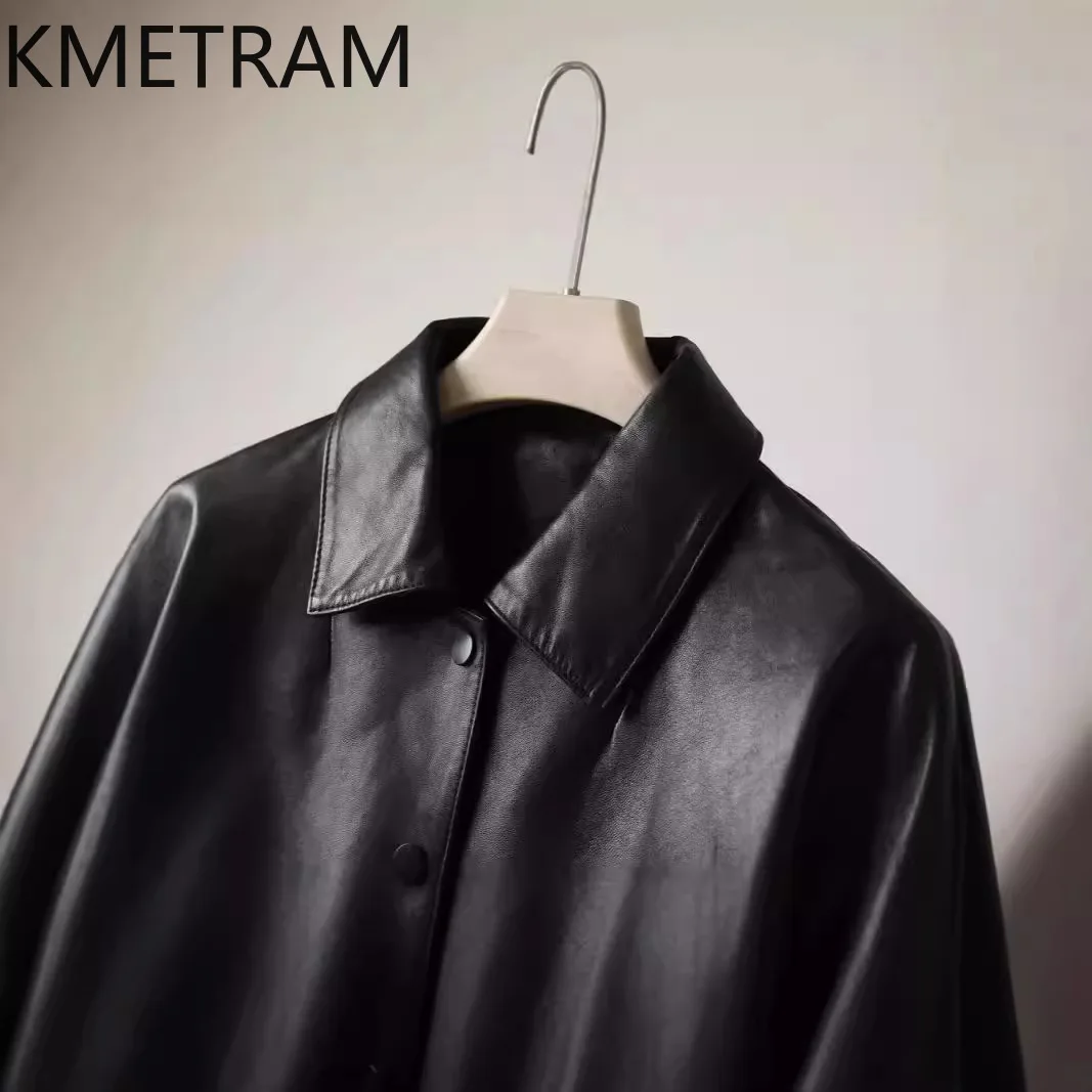 100% Schapenvacht Jas Vrouw Motorfiets Zwarte Korte Lederen Jassen Vrouwen Nieuw in Outerwears Herfst Kleding 2025 Majaбка