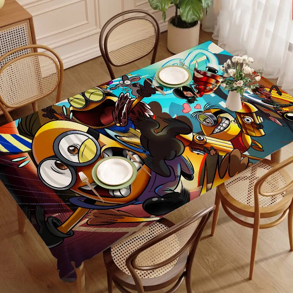 Cartoon Movie M-Minions Themed Polyester Tablecloths Cute Designs for Home Kitchens Dining Rooms Patios Tablecloth Decoration