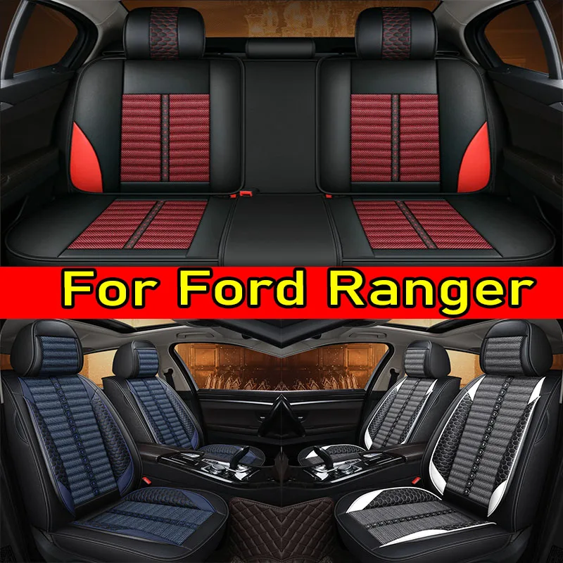 

For Ford Ranger Car Seat Covers Full Set - Breathable Cotton linen Leather Universal 5 Seat Car Protector Fit for Most Sedan