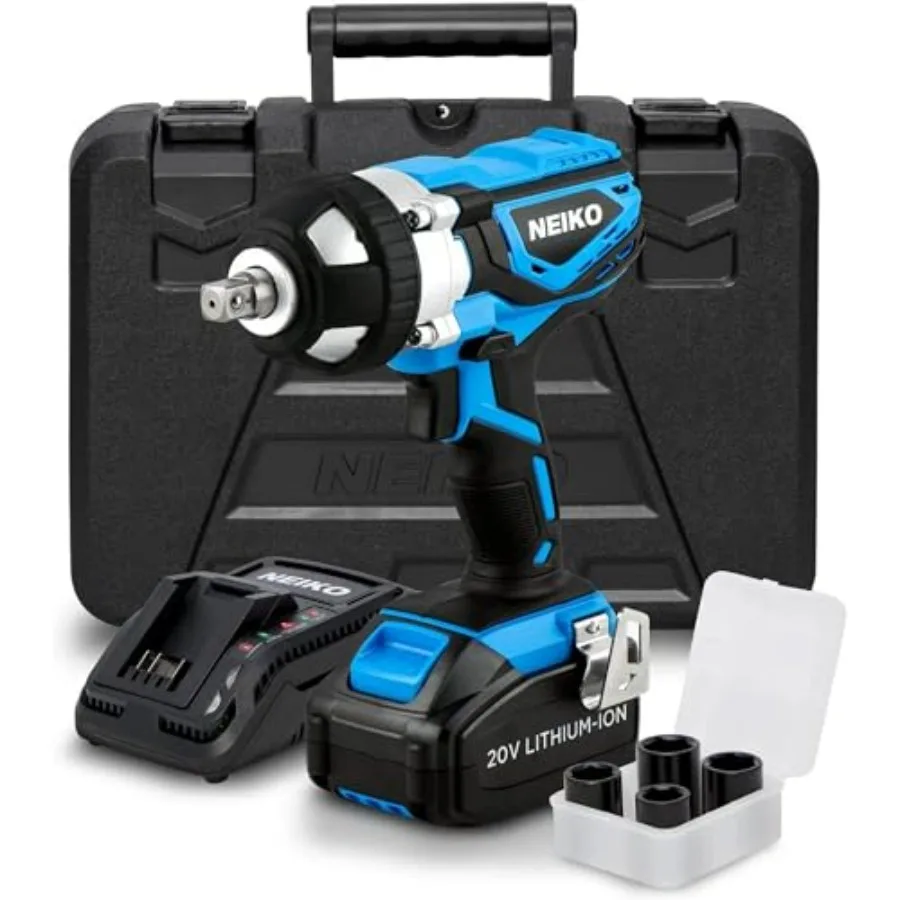 

10878A Набор аккумуляторных ударных гайковертов с приводом 1/2 дюйма, высоким крутящим моментом, 20-вольтовой литий-ионной батареей и насадкой 4 1/2 дюйма