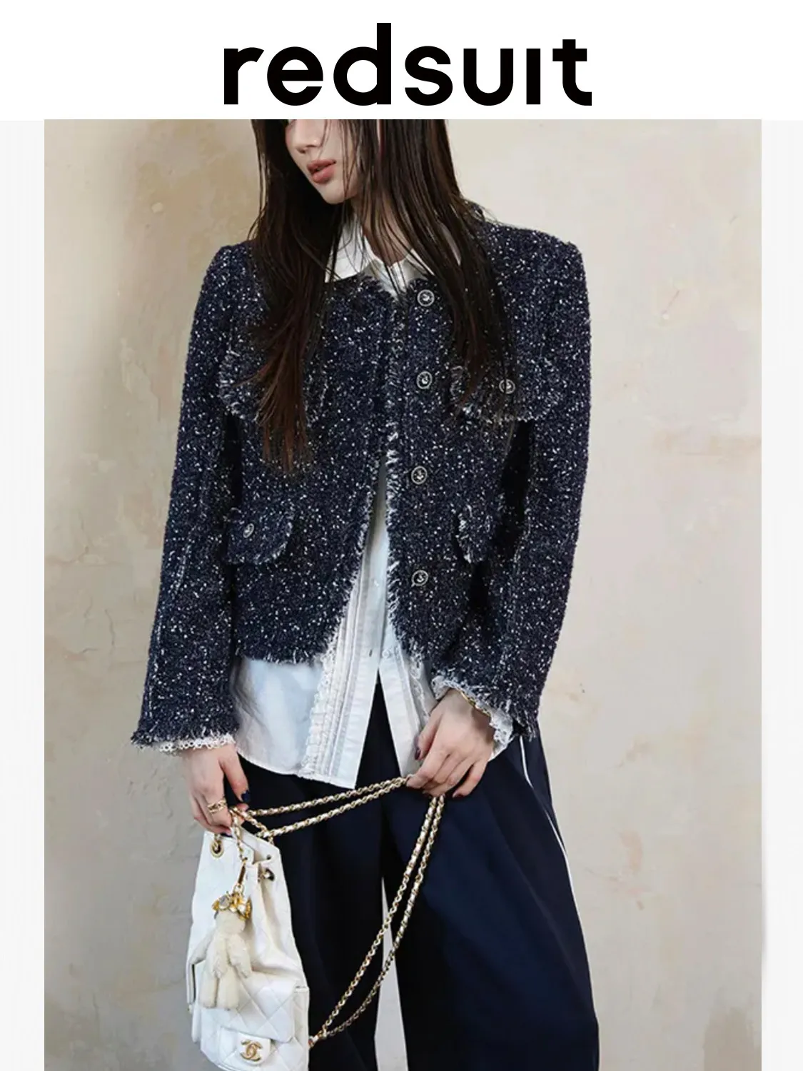 New Deep Blue - Handmade Tassel  Commuter Jacket Round Neck Premium Top Custom Size