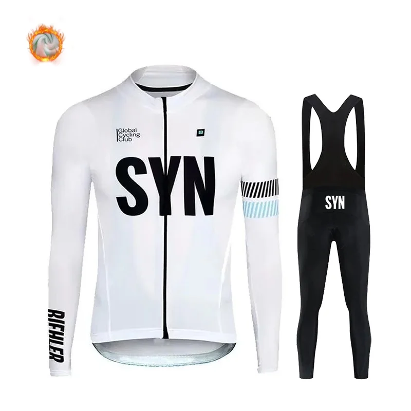 

SYN-Winter Cycling T-Shirt, Men's Velvet Butterfly Set,Cold & Hot Resistant Cycling Suit, Road Cycling Jacket,Cycling Shirt Set
