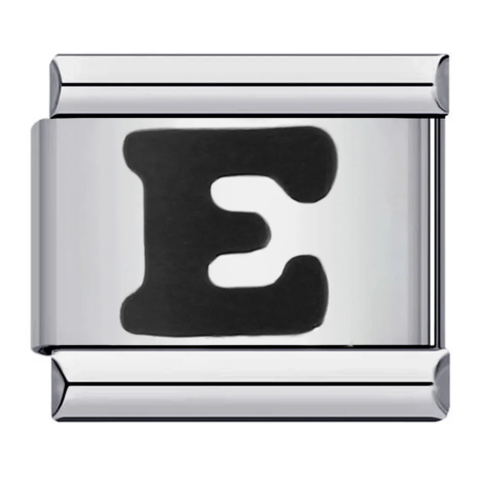 Glaze Black 26 English A-Z Letters Italian Links Charm Fit 9mm Stainless Steel Women Men Bracelet DIY Making 2025 Jewelry