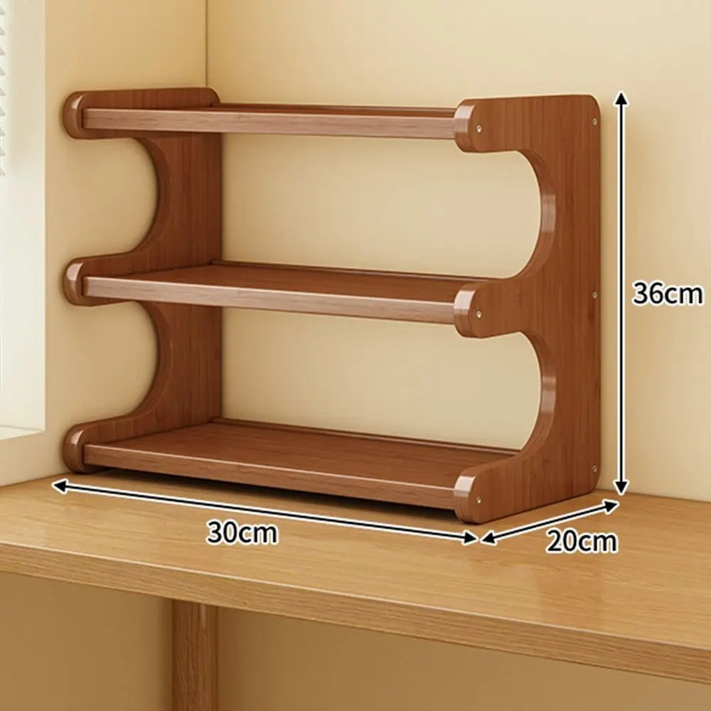 2/3 Tiers Desktop Storage Rack Compact Space-saving Desk Bookshelf Easy-to-assemble Multi-functional Wood Tabletop Stand