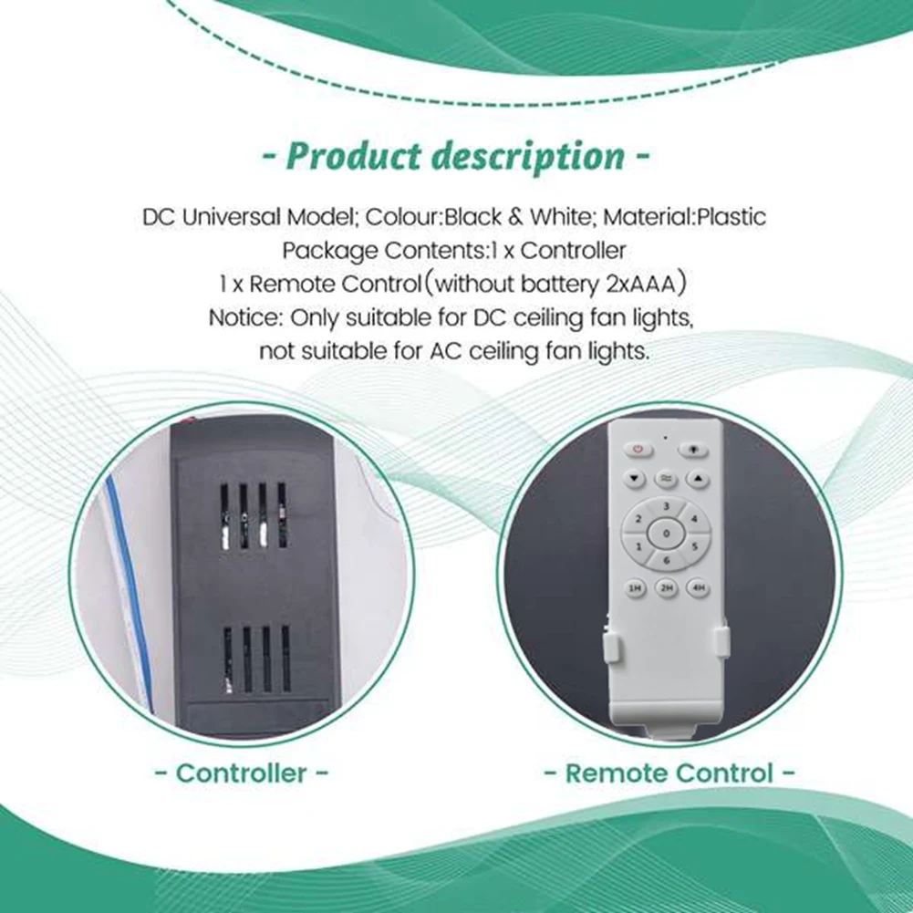 AAAL Universal Ceiling Fan Remote Control Kit Low Voltage 40w Dc Fan Light Driver Controller 6-Speed & Timing Remote