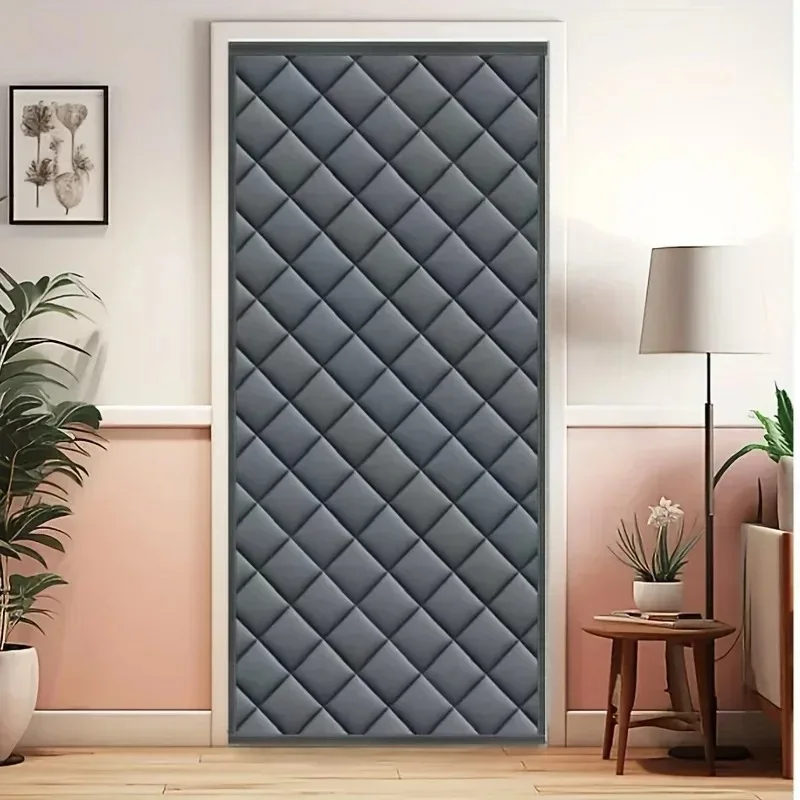 1PCS PU Leather Door Waterproof Non Perforated Thickened Insulation and Sound Insulation Curtain with One Piece Wind Proof
