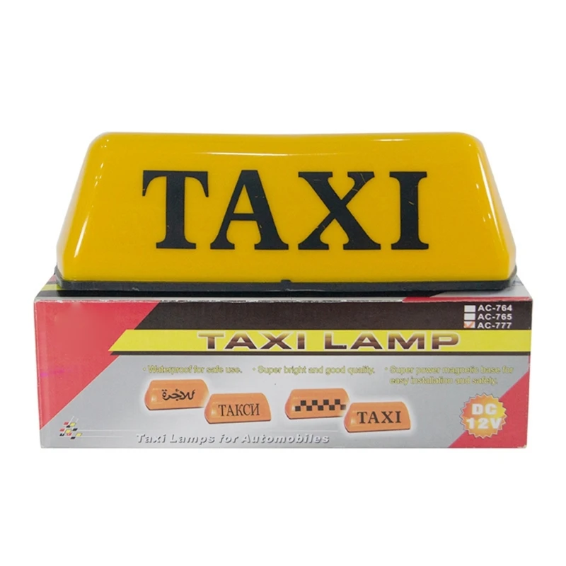 White/Yellow Shell LED Magnetic Base 12V Car Taxi Cab Roof Top Sign Light Lamp Waterproof Taxi Dome Light Taxi Sign