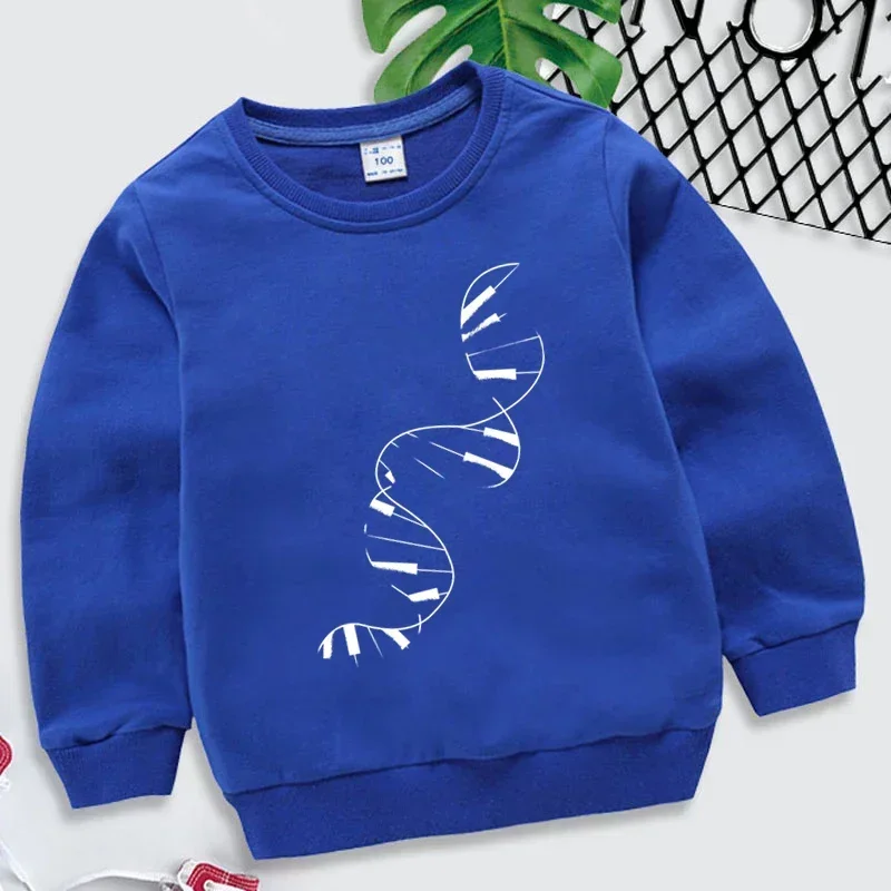 Baby Boys Clothes DNA Piano Print Kids Hoodies Tops Spring Autumn Sweatshirts Funny Long Sleeve Top Fashion Children\'s Clothing