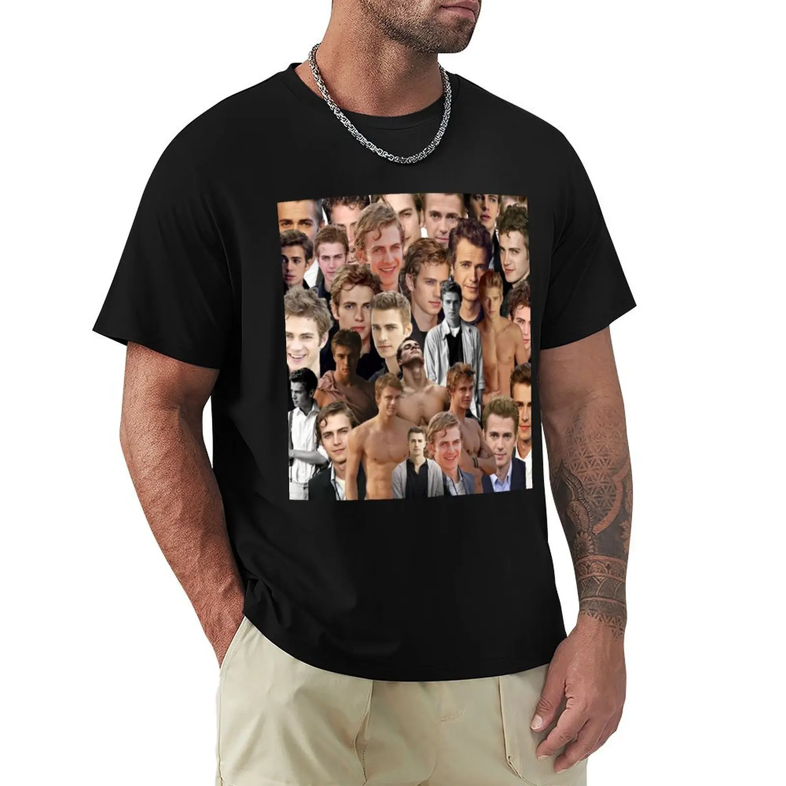 

Hayden Christensen Collage T-Shirt Work Daily Short Sleeve Top