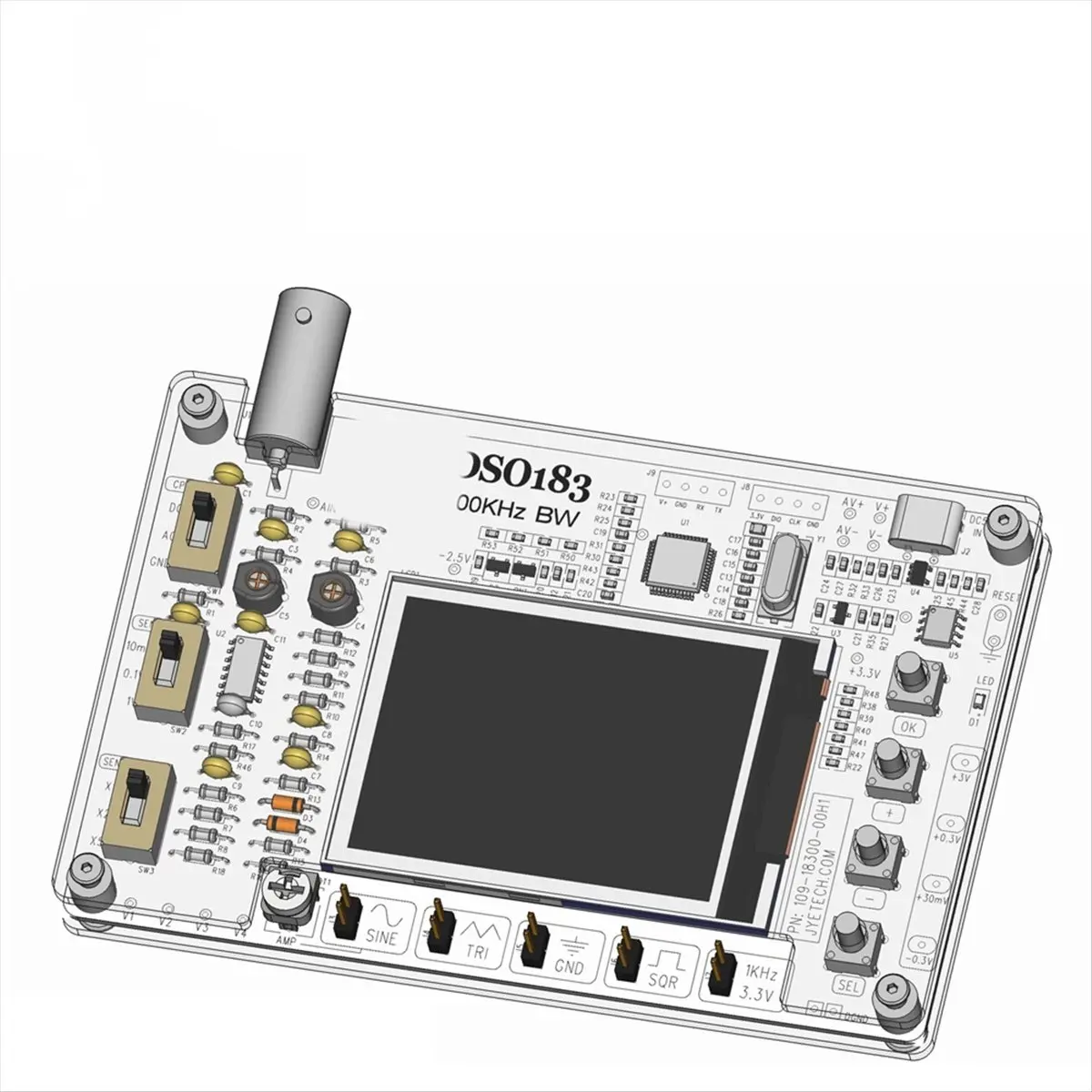 SCLS DC 5V DSO183 Digital Oscilloscope DIY Loose Part Teaching Practical Training Electronic Production Kit 0-500KHz