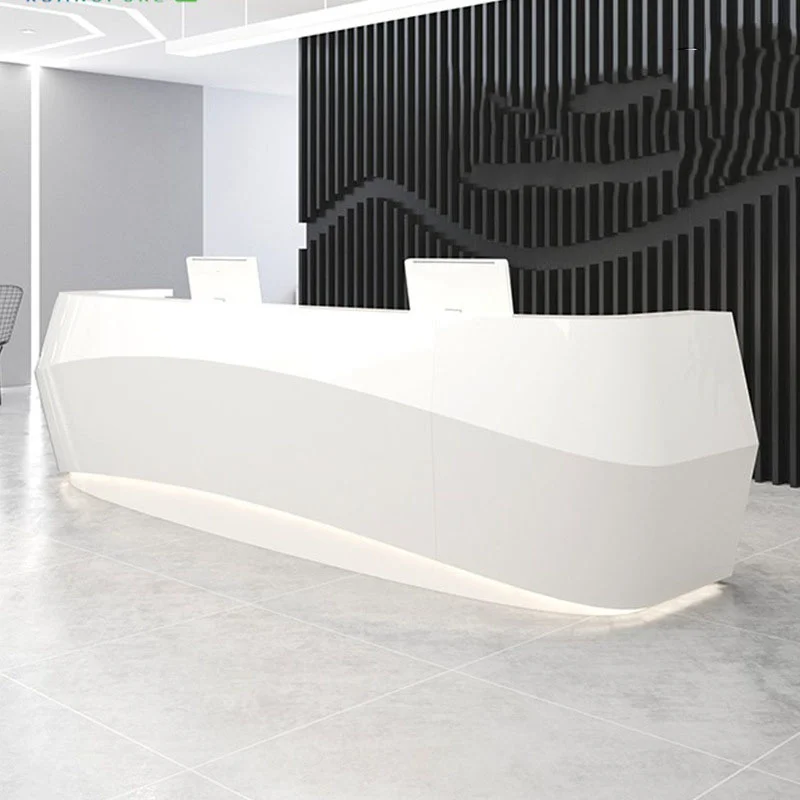 White Modern Reception Desks Drawers Two People 200X60 Drawers Reception Desks Beauty Salon Mostrador Recepcion Office Furniture