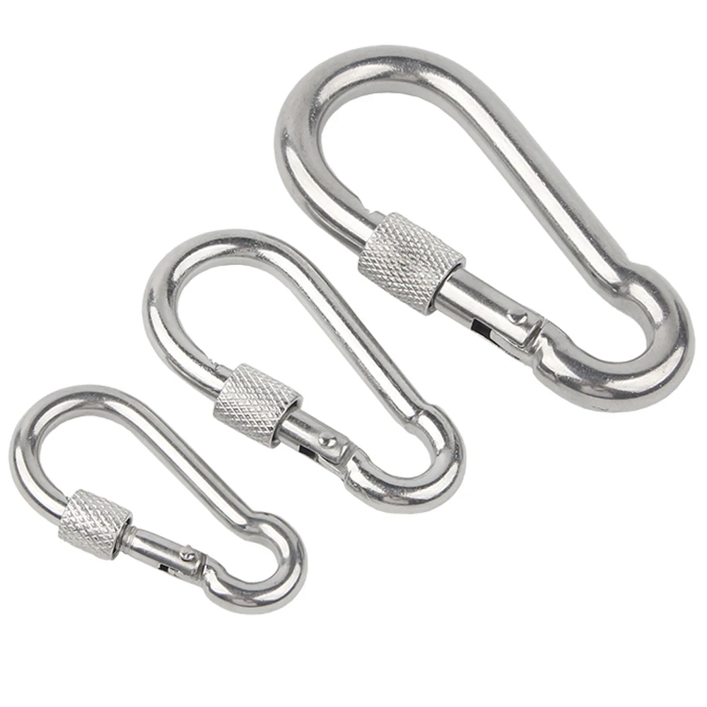 1-5Pcs M4 M5 M6 M8 M10 304 Stainless Steel Spring Snap Carabiner Quick Link Lock Ring Hook Snap Shackle Chain Fastener Hook